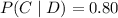 P(C\mid D)=0.80