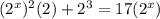 (2^x)^2(2)+2^3=17(2^x)