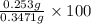 \frac{0.253 g}{0.3471 g} \times 100