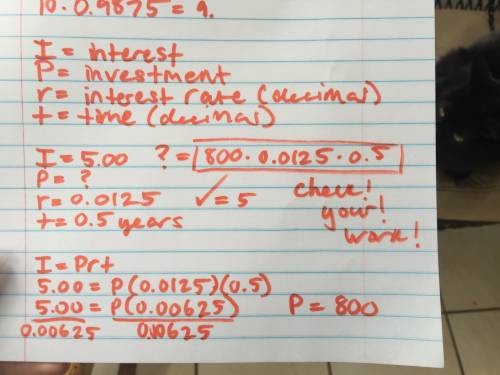 Vanessa deposited money into a bank account that earned 1.25% simple interest each year. after 1/2 y