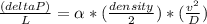 \frac{(deltaP)}{L} =\alpha *(\frac{density}{2})*(\frac{v^{2}}{D})