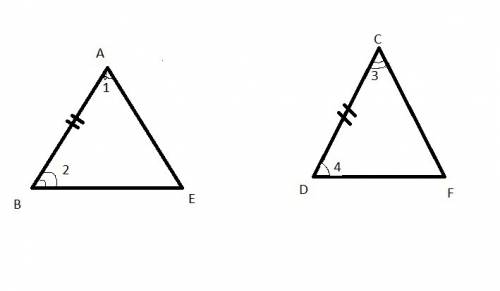 Given:  1 = 4 2 = 3 prove:  ab = cd which of the following triangle congruence theorems would be use