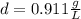 d=0.911\frac{g}{L}