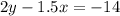 2y-1.5x = -14