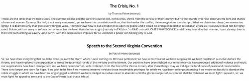 Which pair of sentences best compares the two excerpts?  thomas paine's purpose is to persuade his a