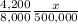 \frac{4,200}{8,000} \frac{x}{500,000}