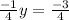 \frac{-1}{4}y= \frac{-3}{4}