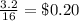 \frac{3.2}{16}=\$0.20