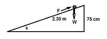 Apallet stacked with bags of cement weighing a total of 5501 n must be pushed up a 2.30-m incline to