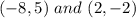 (-8, 5)\ and\ (2, -2)