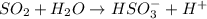 SO_2+H_2O\rightarrow HSO_3^-+H^+