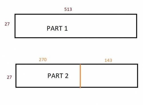 How is the quotient of 513 and 27 determined using the area model?