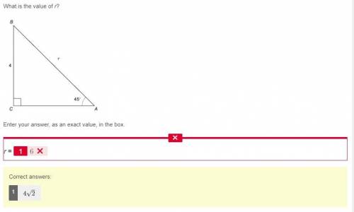 What is the value of r?  enter your answer, as an exact value, in the box. r =