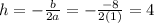 h=-\frac{b}{2a}=-\frac{-8}{2(1)}=4