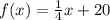 f(x) =  \frac{1}{4}x+20