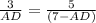 \frac{3}{AD}=\frac{5}{(7-AD)}}