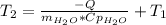 T_{2}=\frac{-Q}{m_{H_{2}O}*Cp_ {H_{2}O}}+T_{1}