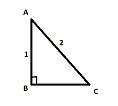 Δabc is a right triangle in which is a right angle, ab = 1, ac = 2, and bc = .cos c × sin a =