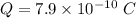 Q=7.9\times 10^{-10}\ C