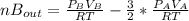 nB_{out}=\frac{P_{B}V_{B}}{RT}-\frac{3}{2}*\frac{P_{A}V_{A}}{RT}