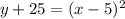 y+25=(x-5)^{2}