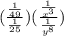 ( \frac{ \frac{1}{49} }{ \frac{1}{25} } )( \frac{\frac{1}{x^3} }{\frac{1}{y^8}} )