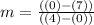 m = \frac{((0) - (7))}{((4) - (0))}