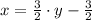 x = \frac{3}{2}\cdot y - \frac{3}{2}