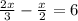 \frac{2x}{3}-\frac{x}{2}=6