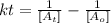 kt=\frac{1}{[A_t]}-\frac{1}{[A_o]}