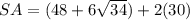 SA=(48+6\sqrt{34})+2(30)