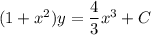 (1+x^2)y=\dfrac43x^3+C