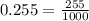 0.255 = \frac{255}{1000}