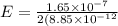 E = \frac{1.65 \times 10^{-7}}{2(8.85 \times 10^{-12}}