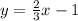 y = \frac {2} {3} x-1