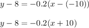 y-8=-0.2(x-(-10))\\\\y-8=-0.2(x+10)