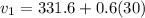 v_1 = 331.6 + 0.6(30)