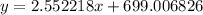 y = 2.552218x + 699.006826