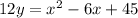 12y=x^2-6x+45