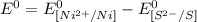 E^0=E^0_{[Ni^{2+}/Ni]}- E^0_{[S^{2-}/S]}