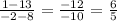 \frac{1-13}{-2 -8} = \frac{-12}{-10} = \frac{6}{5}