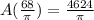 A(\frac{68}{\pi})=\frac{4624}{\pi}