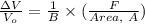 \frac{\Delta V}{V_{o}} = \frac{1}{B}\times(\frac{F}{Area,\ A})