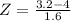 Z = \frac{3.2 - 4}{1.6}