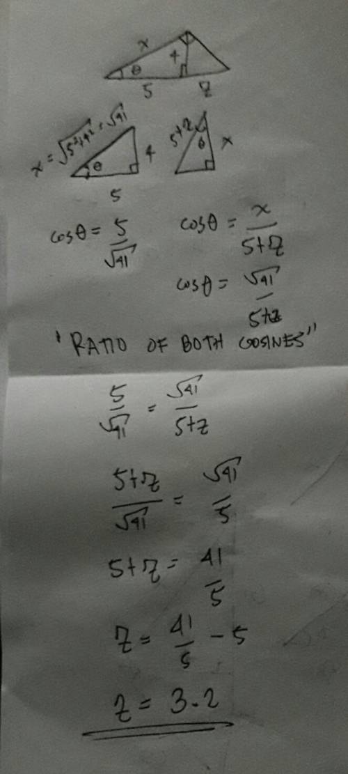 :figure below, find the exact value of z.