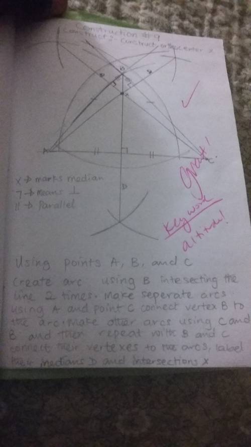 Which best describes the orthocenter of a triangle