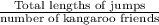 \frac{\text{Total lengths of jumps}}{\text{number of kangaroo friends}}