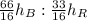 \frac{66}{16}h_B: \frac{33}{16}h_R