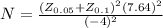 N=\frac{(Z_{0.05}+Z_{0.1})^2(7.64)^2}{(-4)^2}