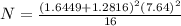 N=\frac{(1.6449+1.2816)^2(7.64)^2}{16}